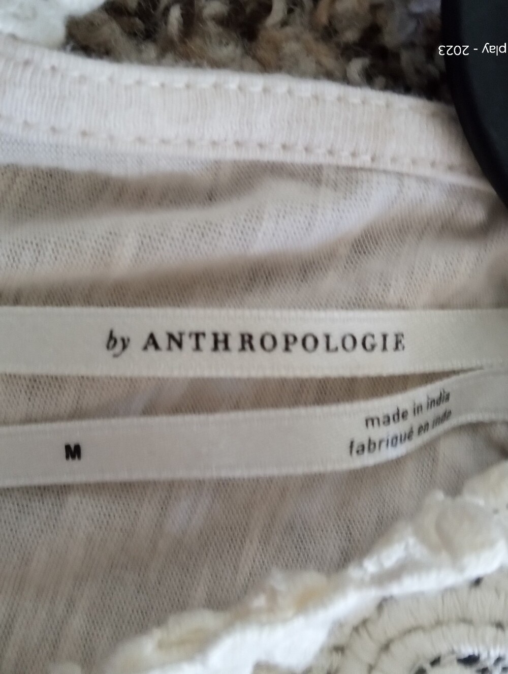 Anthropologie Jemma Crochet Lace Blouse Long Sleeve Ivory Medium - Picture 4 of 11
